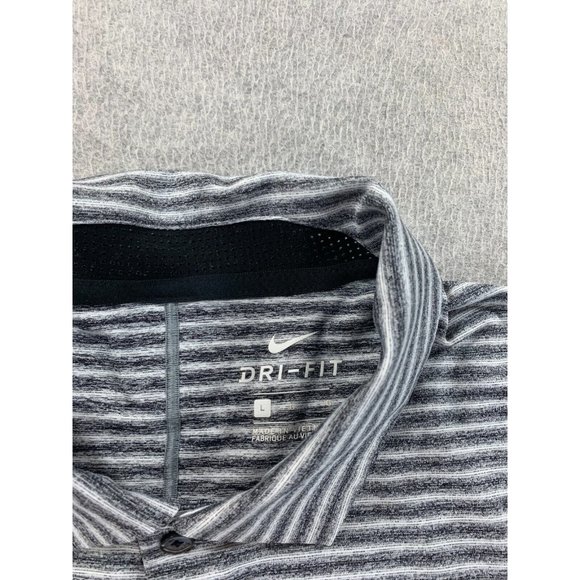 Nike Dri Fit Tiger Woods Striped Short Sleeve Golf Shirt (Men's Large) Gray - Picture 3 of 11